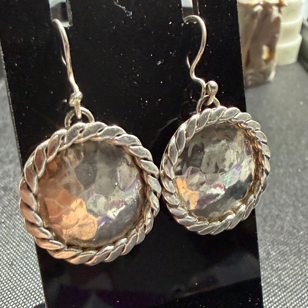 MWS Mexico 925 Hammered Circular Earrings  (2)